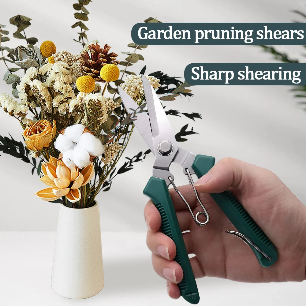 New 190mm Straight Head Pruning Shears Stainless Steel Non Slip Handle Garden Scissors for Bonsai Household Use