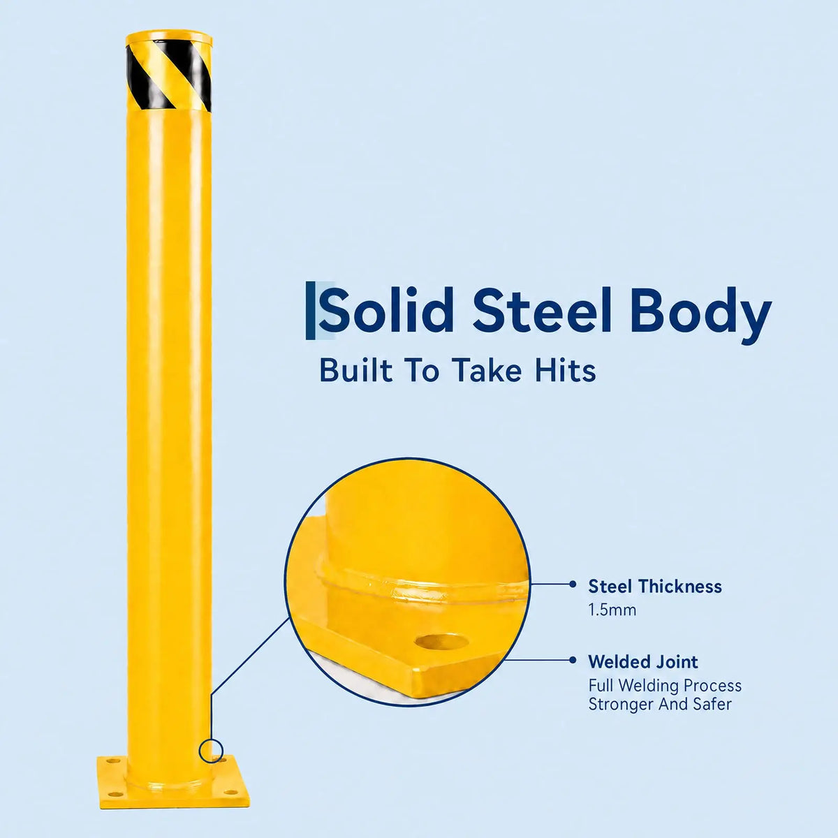 Q235 Steel Safety Bollard Post with Anchor Bolts for Driveways