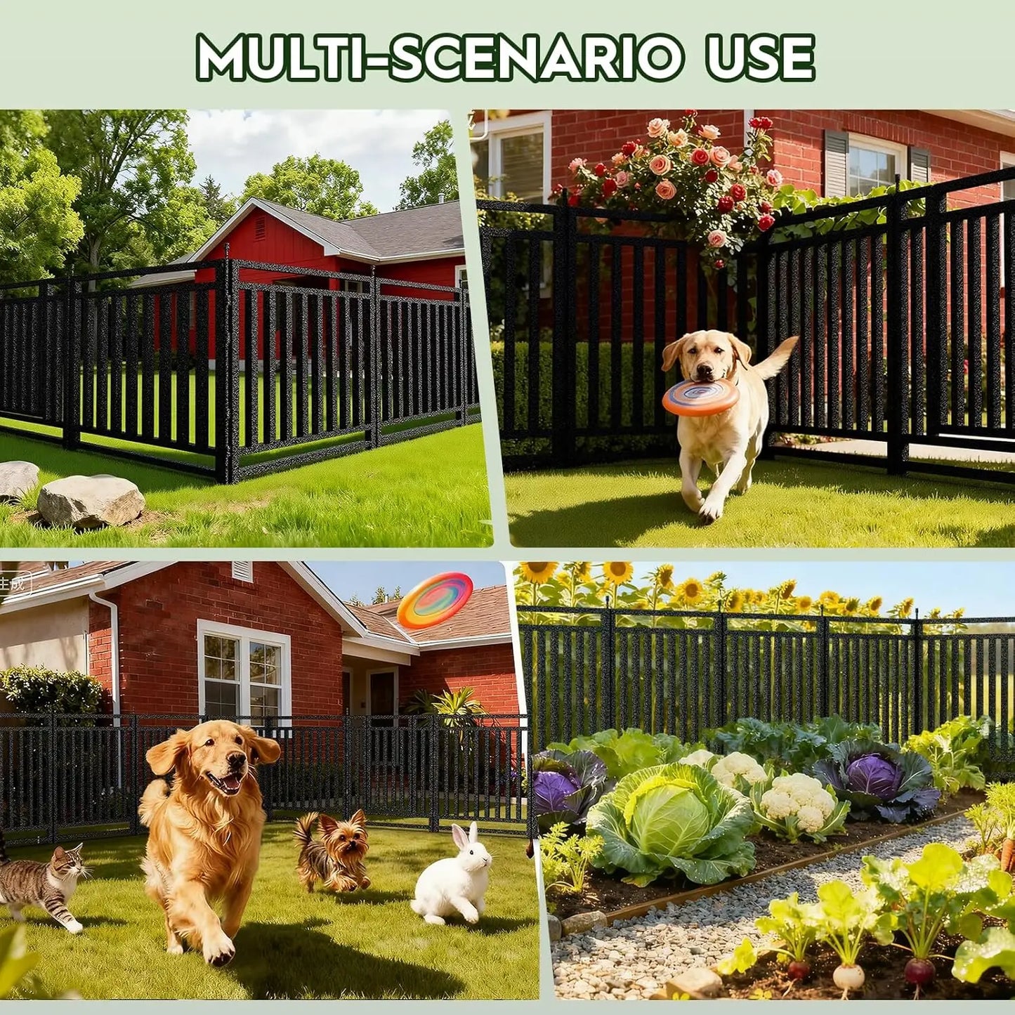 Garden Fence 40in (H) x 36ft (L), 14 Panels + 2 Gates, Durable Outdoor Yard Barrier, Secure Garden Fencing, Customized