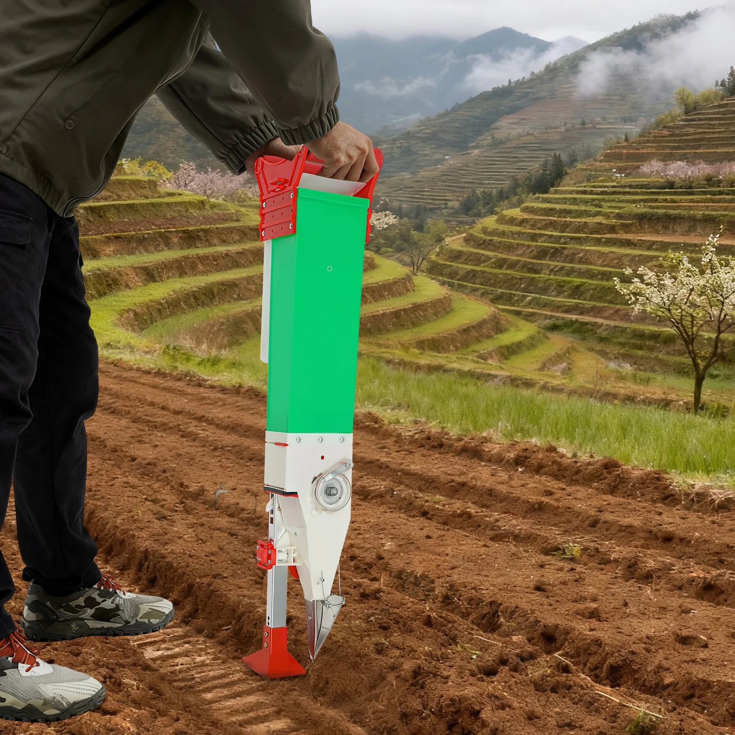 Standing Fertilizer Seeder Handheld Corn Peanut Spreader Adjustable Manual Vegetable Planter Tool for Farm Garden