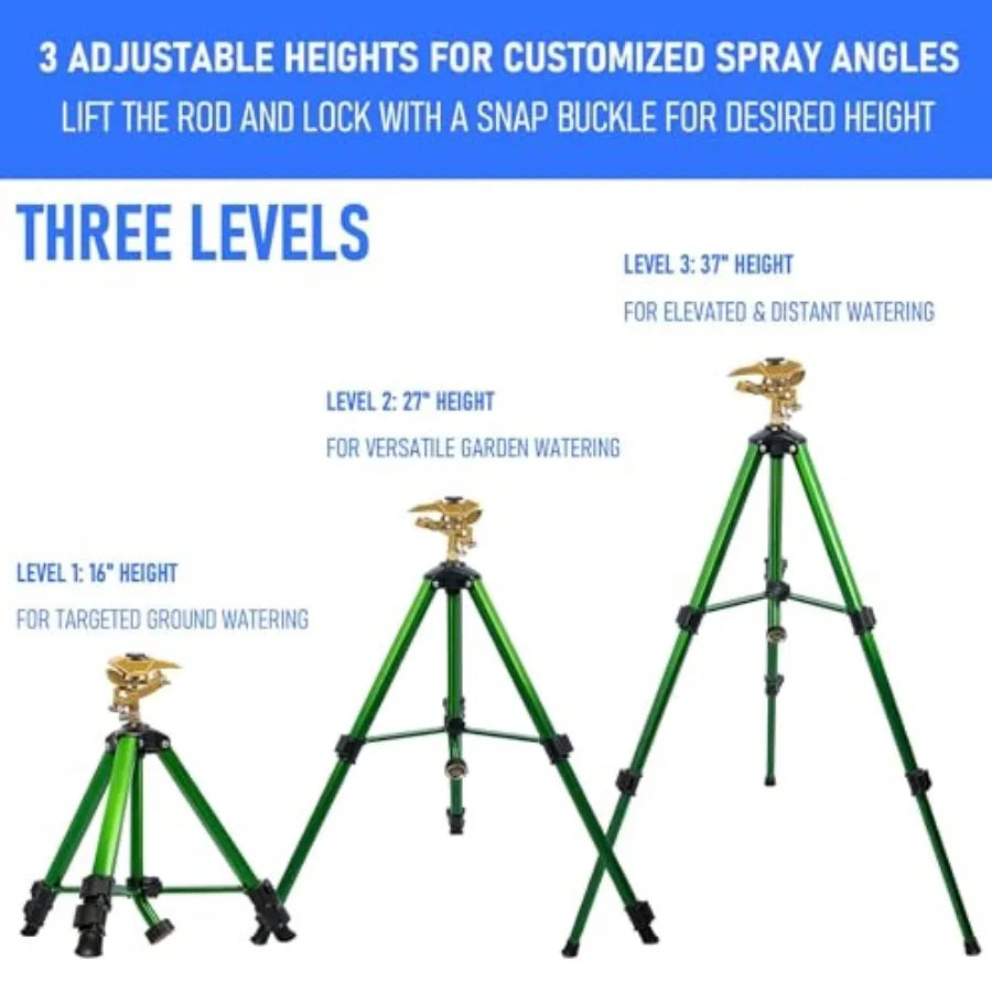 Pack Impact Sprinkler on Tripod Rotating Water Sprinklers for Yard Lawn and Garden Heavy Duty 360 Degree Irrigation Sprinkler w