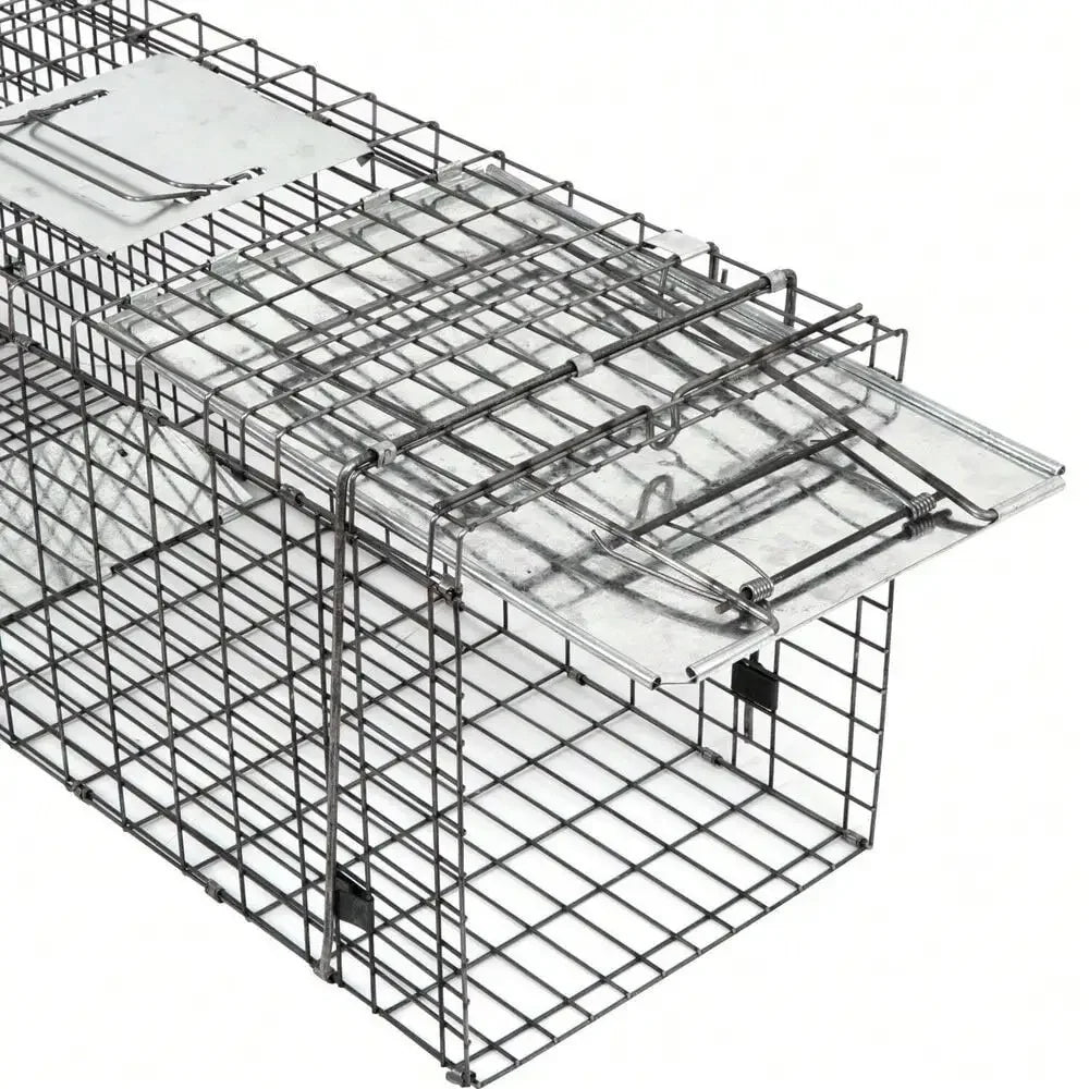 2X Live Animal Trap Cage 32" Steel Cage Raccoon Rat Cage w/Iron Door For Rodent