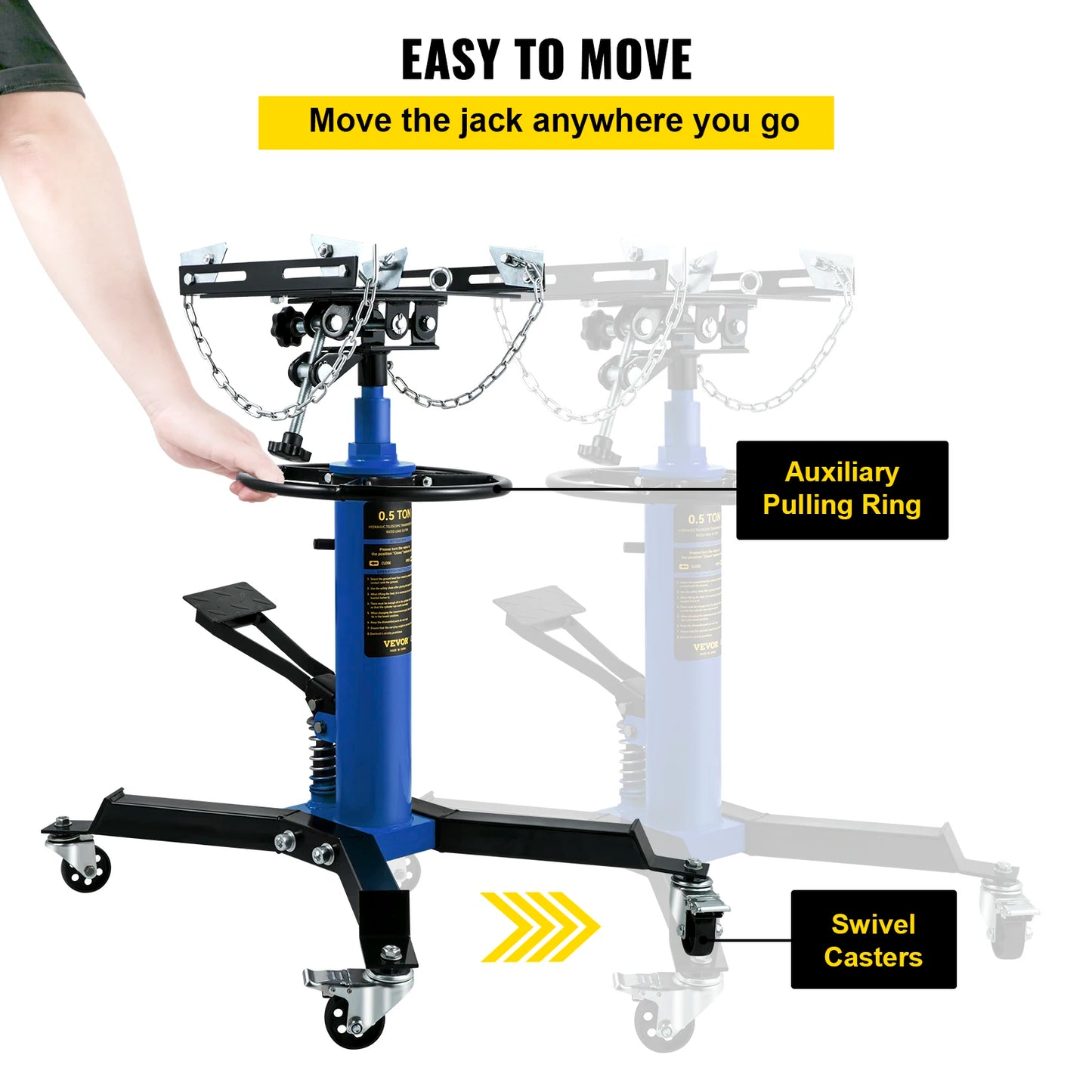 SucceBuy Car Lift Jack Hydraulic Telescopic Transmission Jack Floor Jack Stand with Foot Pedal Swivel Wheel Garage Lift Hoist
