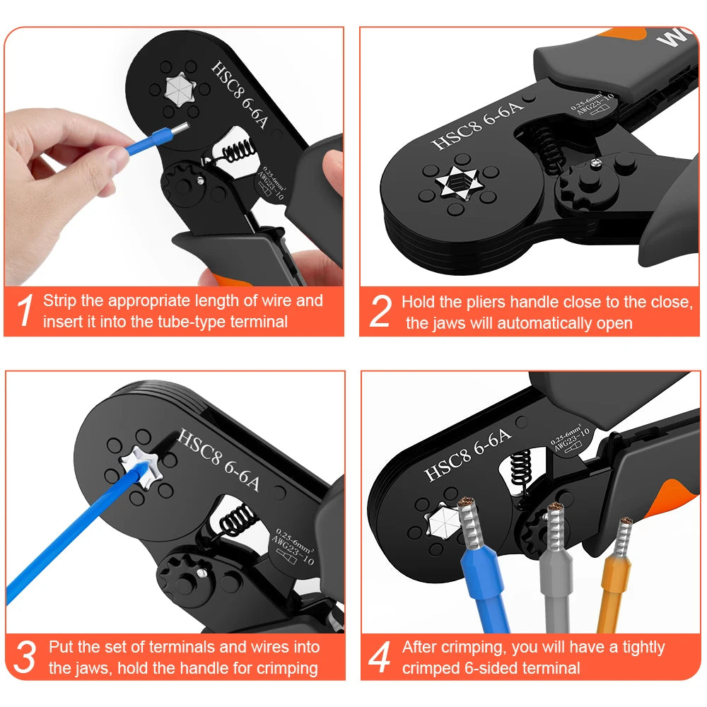 Ferrule Crimper Tool,Ratchet Crimping Tool Kit-Wire Stripper & Crimper Plier , Plier Set with Connectors