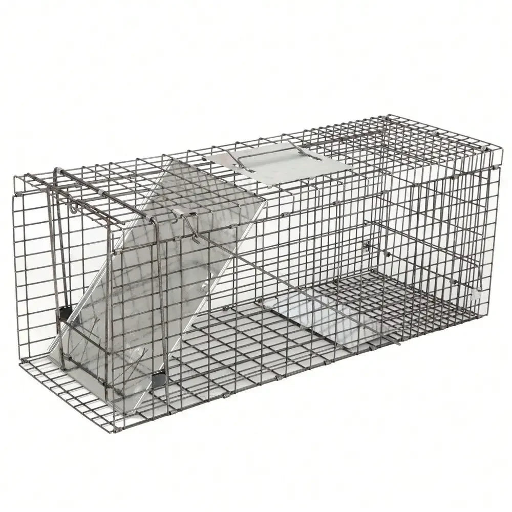 2X Live Animal Trap Cage 32" Steel Cage Raccoon Rat Cage w/Iron Door For Rodent