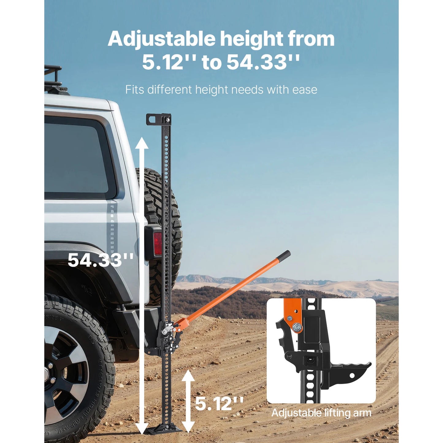 SucceBuy Farm Jack 60" Utility High Lift 3.18 Ton(7000lb) Ratcheting Off Road Jack Heavy-Duty Jack w/ 5.12"-54.33" Range for SUV