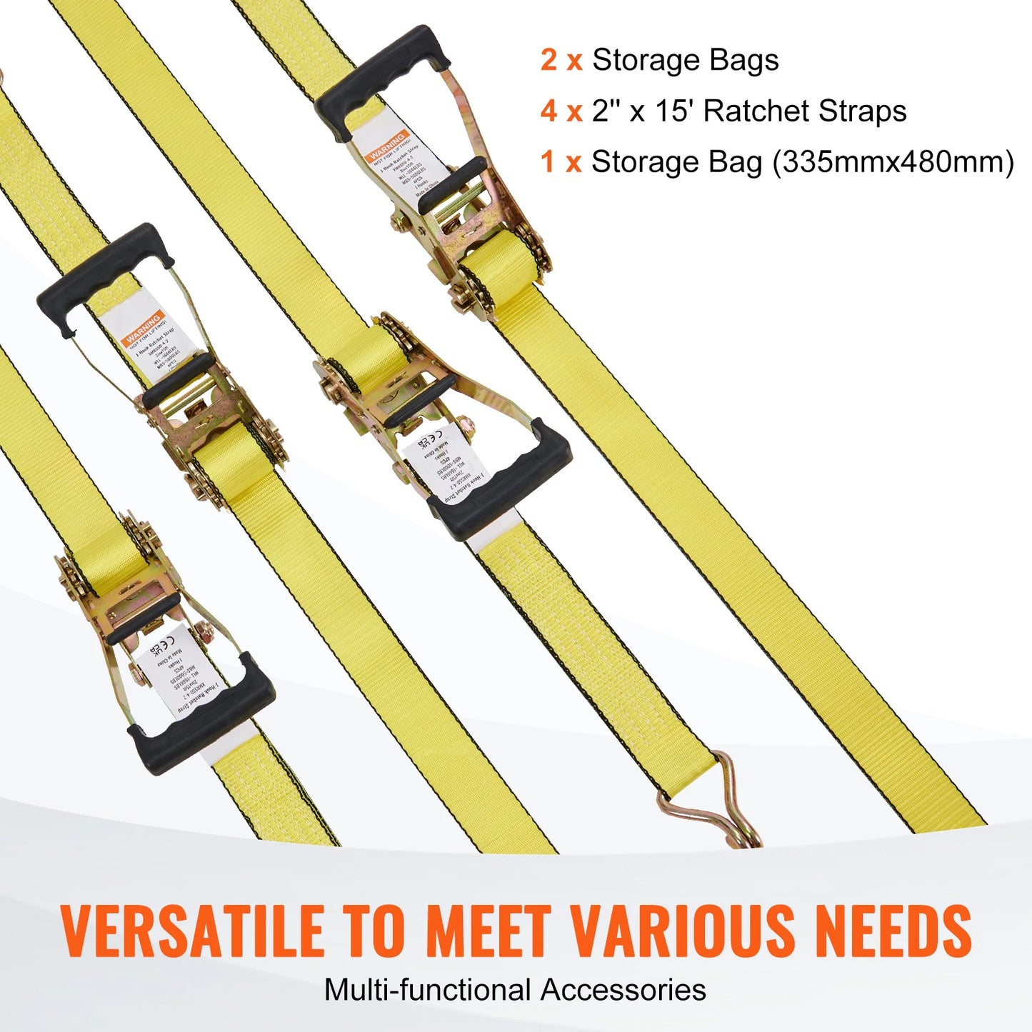 SucceBuy 4pcs Ratchet Tie Down Strap Strong Double J Hook Ratchet Belt Luggage Bag Cargo Lashing for Moving Appliances