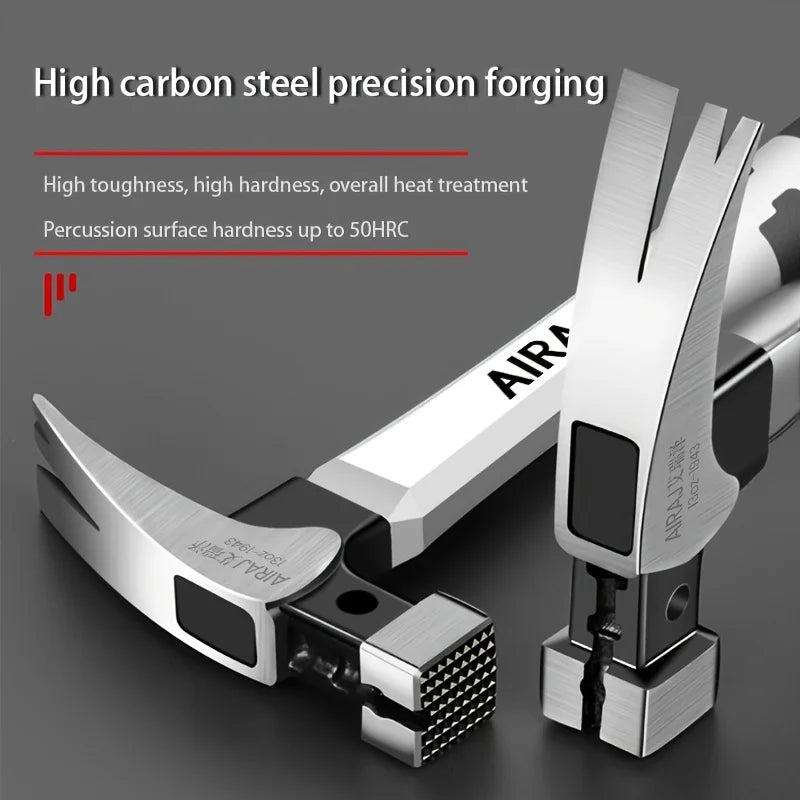 AIRAJ 6-piece set of high-carbon steel claw hammers - Durable, with non-slip handles, suitable for both industrial and household use. Available in short or long handles.