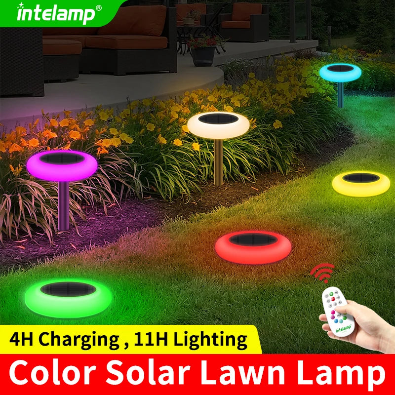 Intelamp Color Changing Solar Pathway Lights for Garden and Landscape