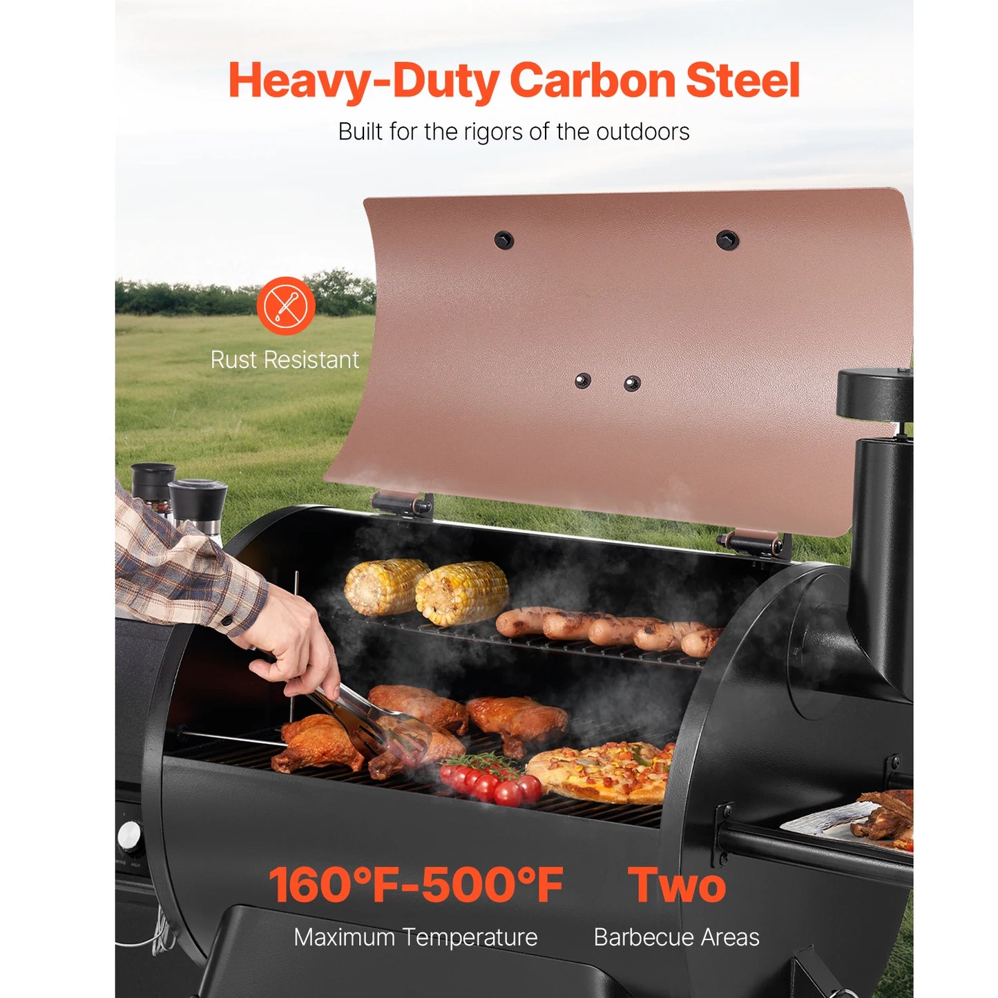 SucceBuy Wood Pellet Grill Smoker BBQ Grills for Outdoor Cooking with WiFi-app Control, LCD Screen Controller for Camping Yard