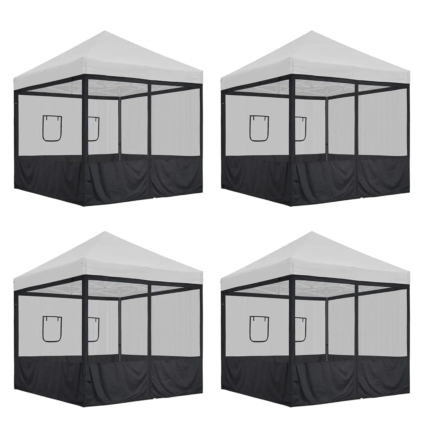 Pop Up Canopy Half Mesh Sidewall with Window 10x10Ft for Food Booth Commercial Vendor Shelter Mesh Enclosures, 4pcs, Customized