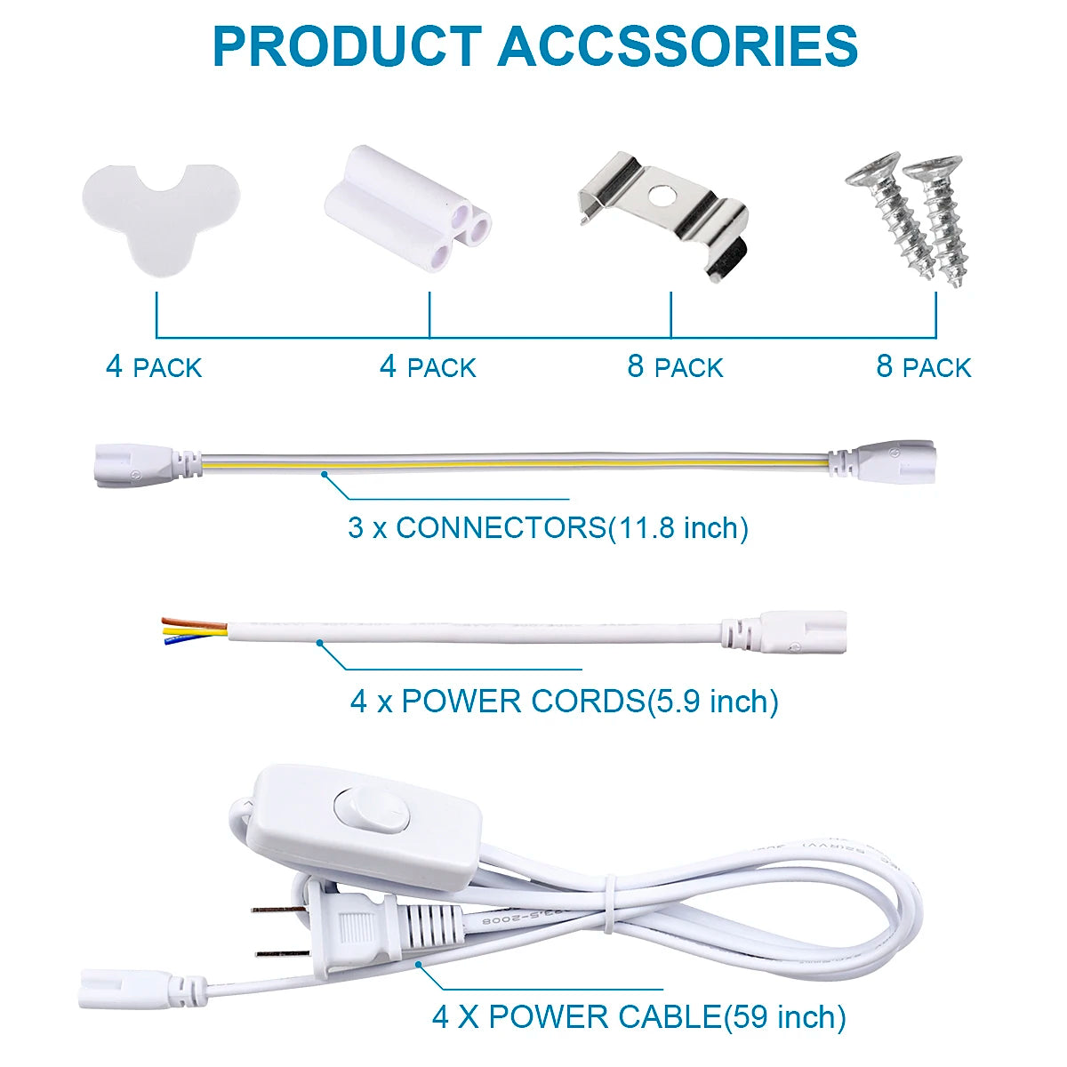 4 Pack, Led Shop Lights,Led Shop Lights 4FT 50W 6500K 7500LM Clear White,Shop Light 4FT 110V Linkable Integrated V-Shape
