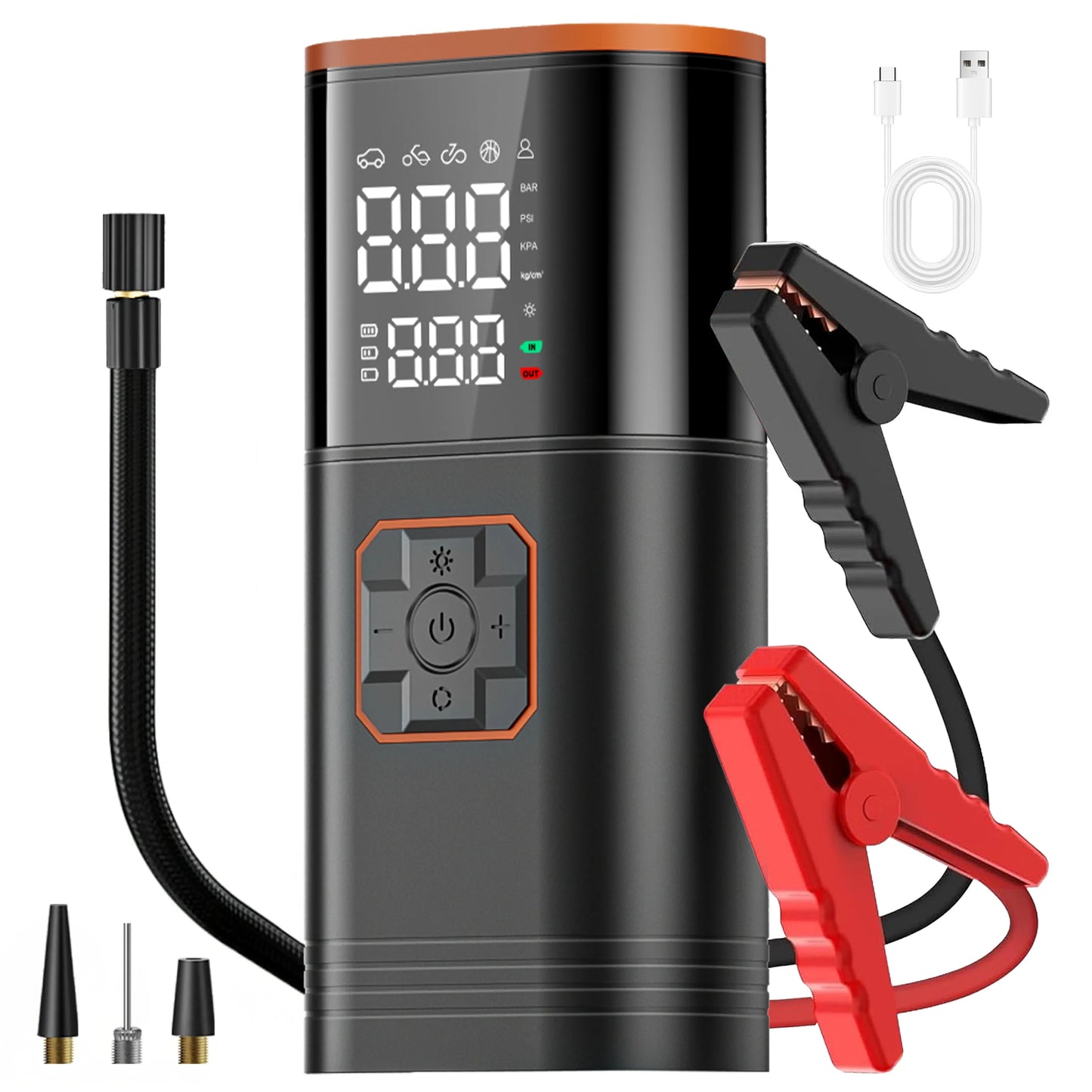 BELIBUY Portable Air Compressor 150 PSI Tyre Inflator Dual Cylinder