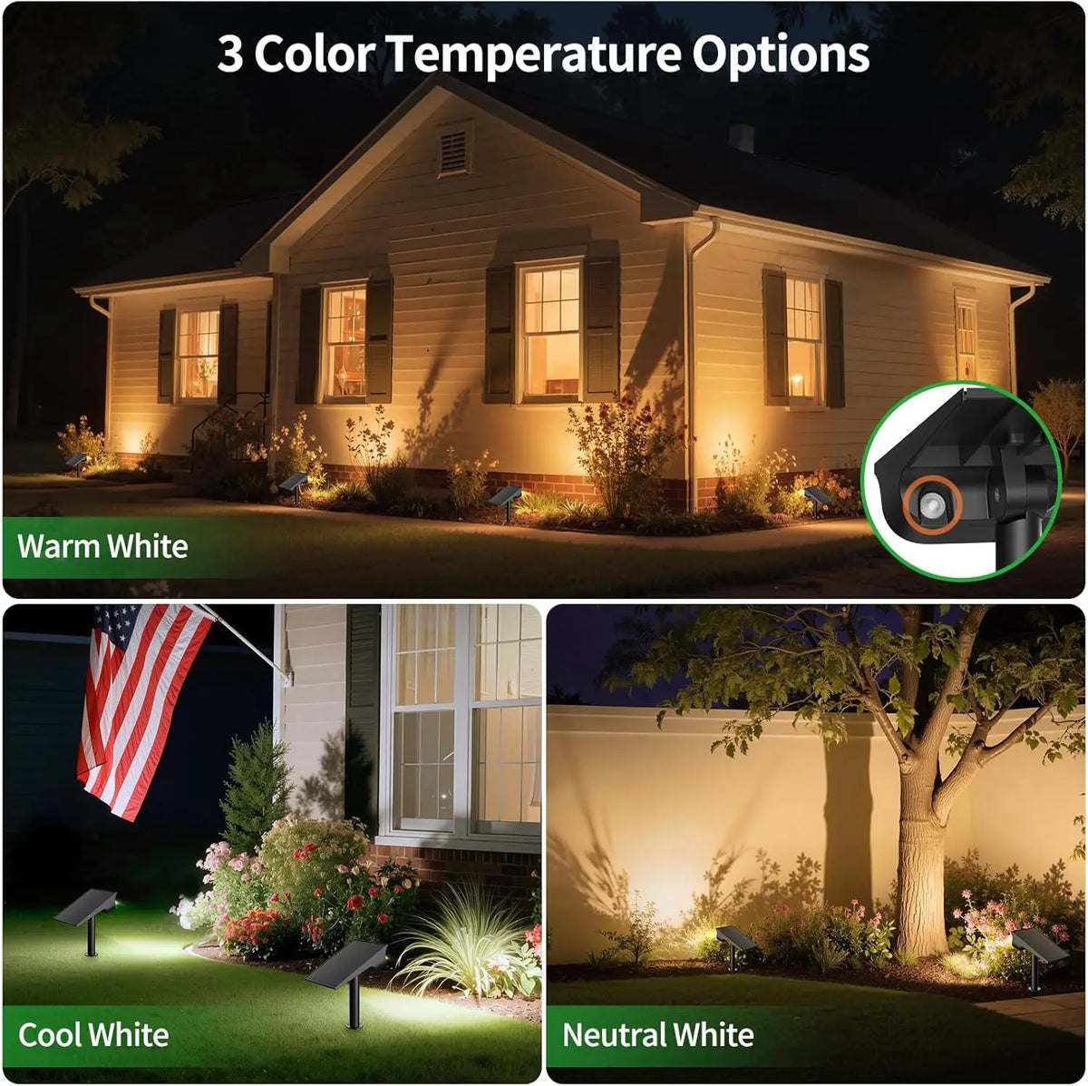 Intelamp Solar Landscape Spotlights Outdoor Lights for Gardens and Pathways