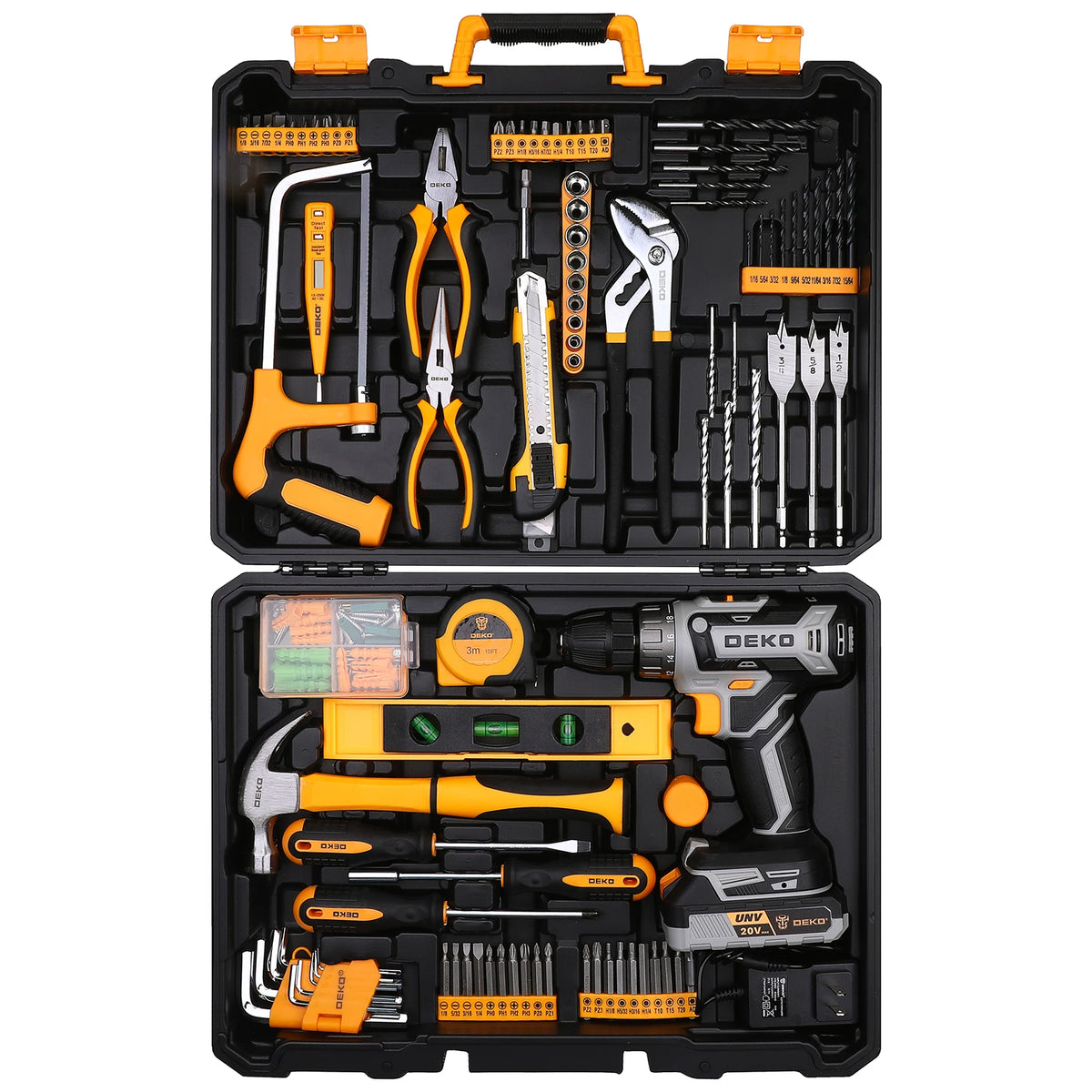 DEKO Cordless Drill And Household Repair Tool Kit With Battery