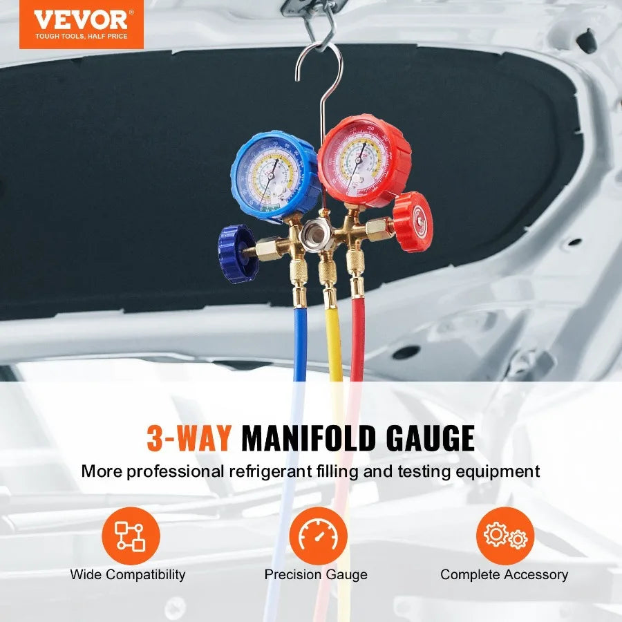 AC Manifold Gauge Set 3-Way for R134A R22 R12