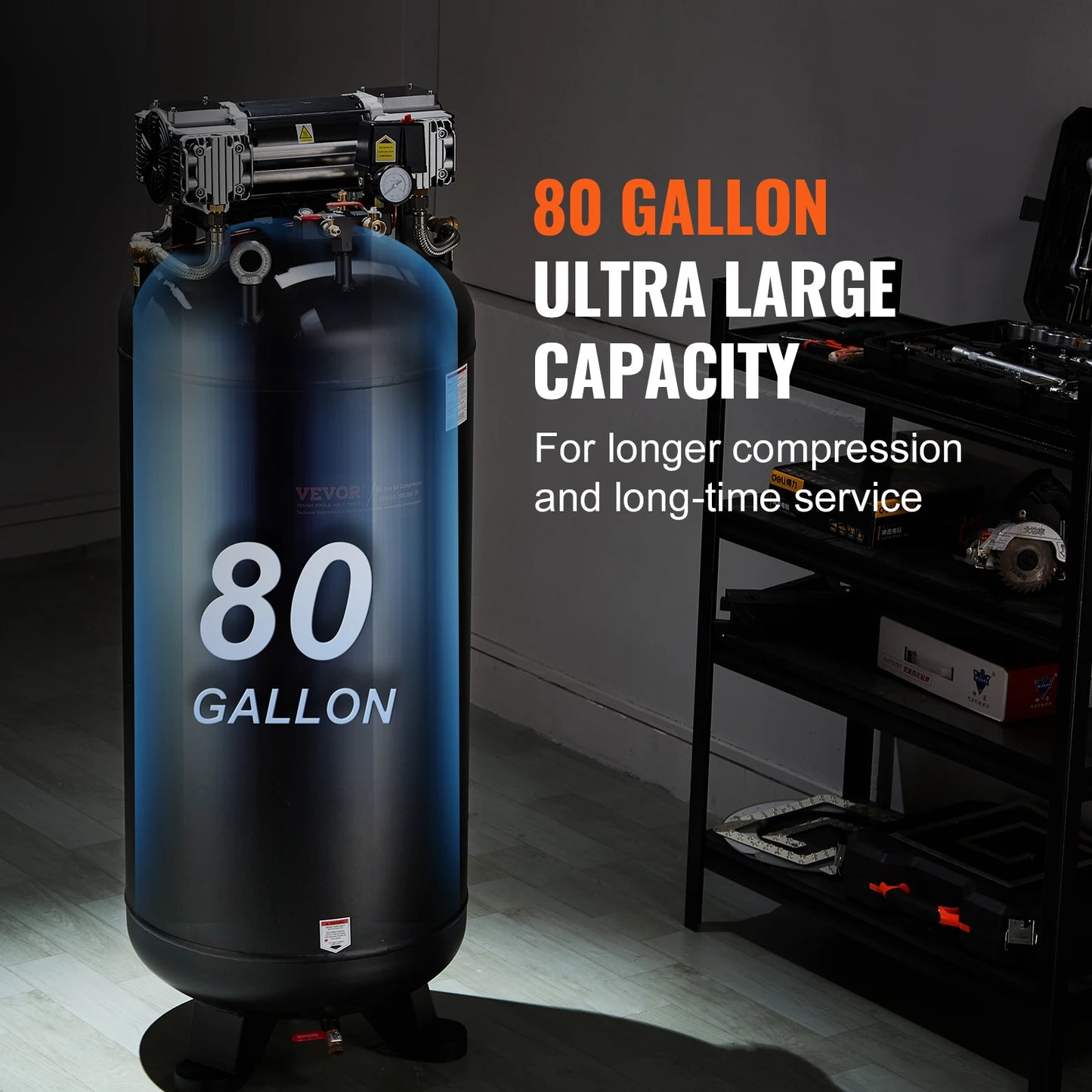 SucceBuy 80 Gallon Air Compressor 6.5HP 145PSI Oil Free Air Compressor Ultra Quiet Compressor for Industrial Sites Auto Repair