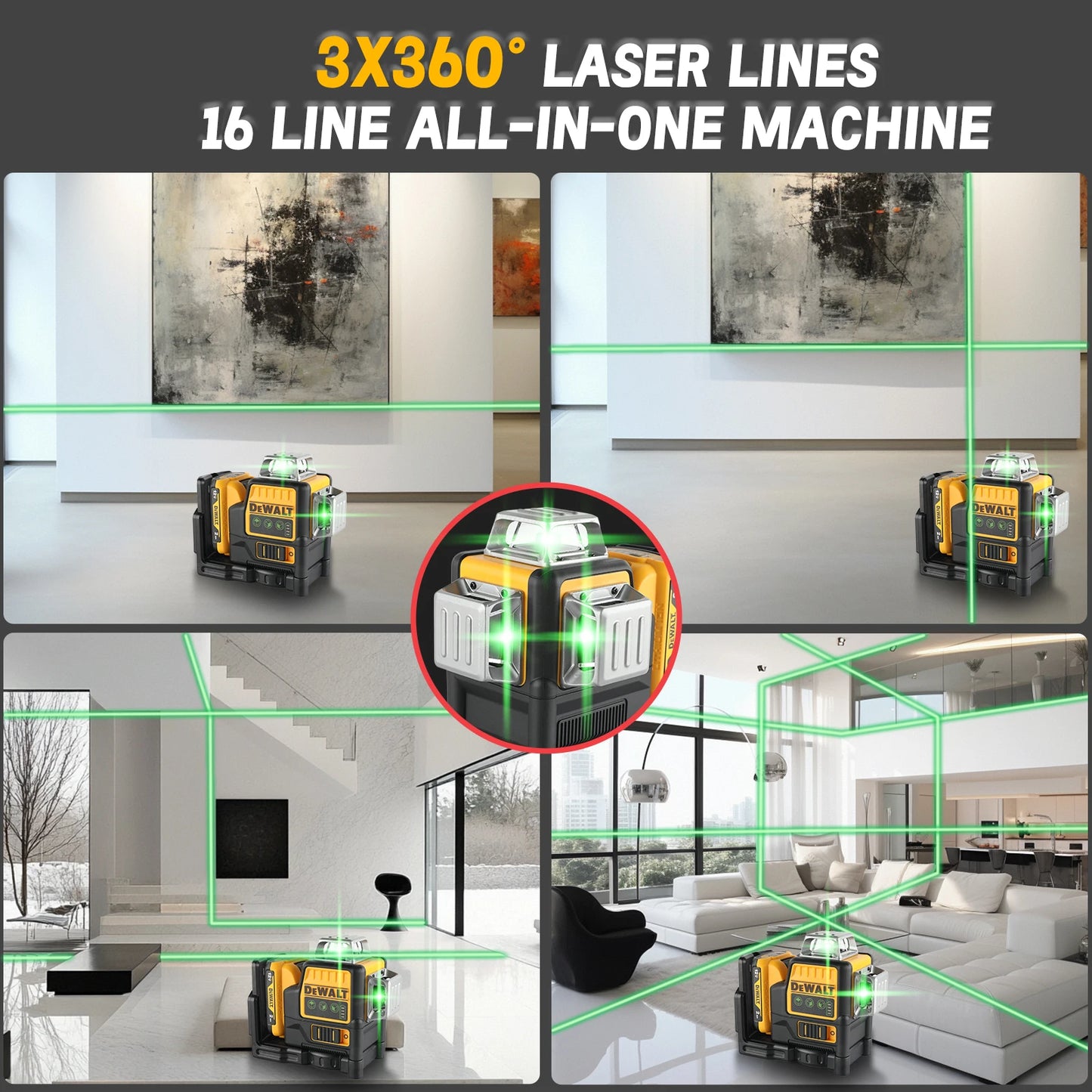 2025 DEWALT DW089LG 12V Li - ion Battery - Powered Self - Levelling Green Beam Laser. 12 Lines in 3x360° for Ultimate Precision