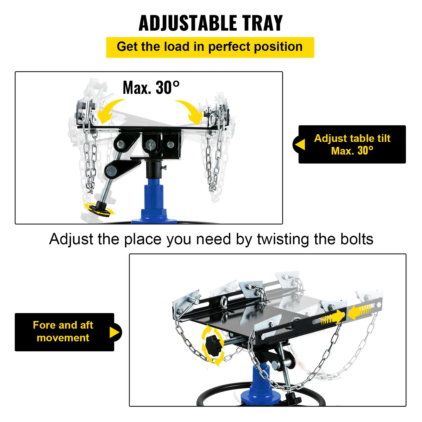 SucceBuy Car Lift Jack Hydraulic Telescopic Transmission Jack Floor Jack Stand with Foot Pedal Swivel Wheel Garage Lift Hoist