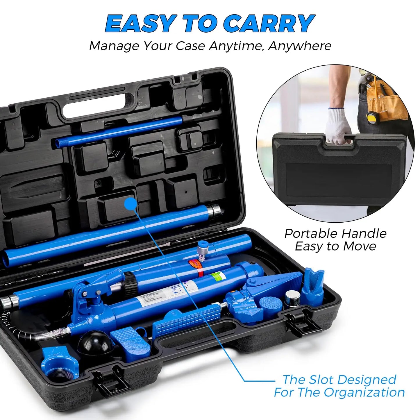 12 Ton Hydraulic Porta Power Kit 26455 lbs Heavy Duty Frame Repair Jack Set With 4.6ft Hose For Auto Body Car Truck Bending Lift