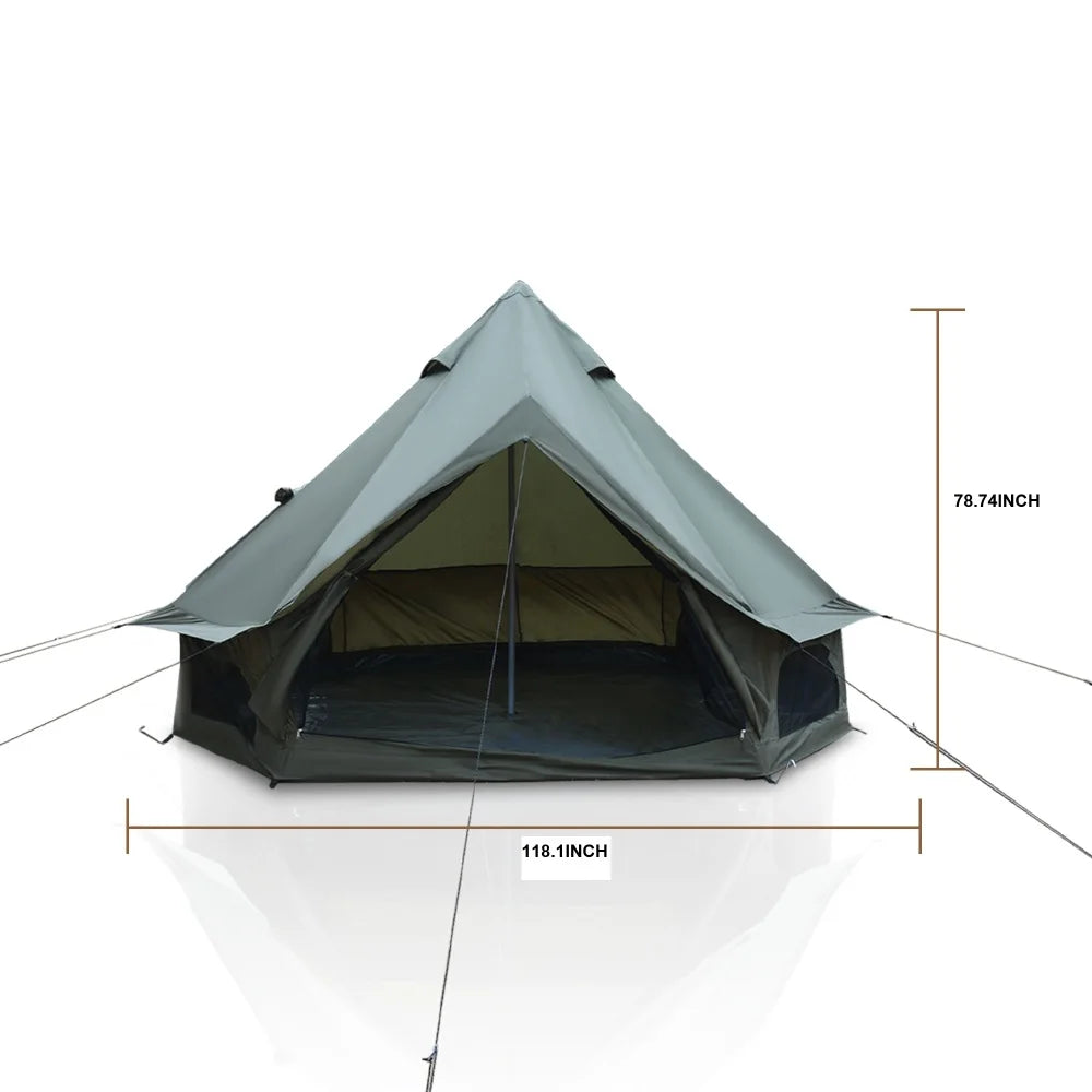 Camping Tent For 3-4 People Sun Protection with Stove Jack, Portable Outdoor Rain/Sun Proof Tent Large Glamping Tents for 3-4 People, For Camping Hiking Beach Yard