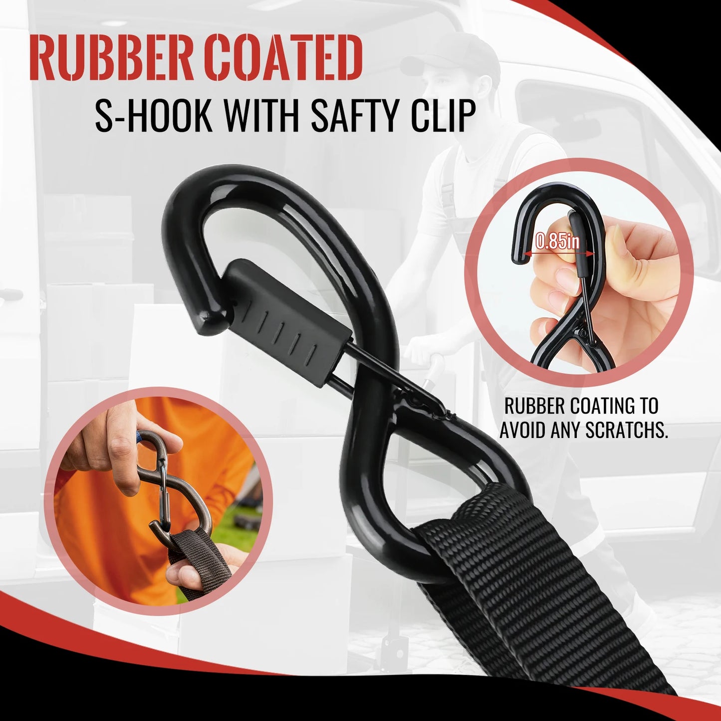 Retractable Ratchet Straps 1" x 10' Heavy Duty-1209 lbs Break Strength-Auto Retractable Boat Trailer Tie Down for Truck,Cargo