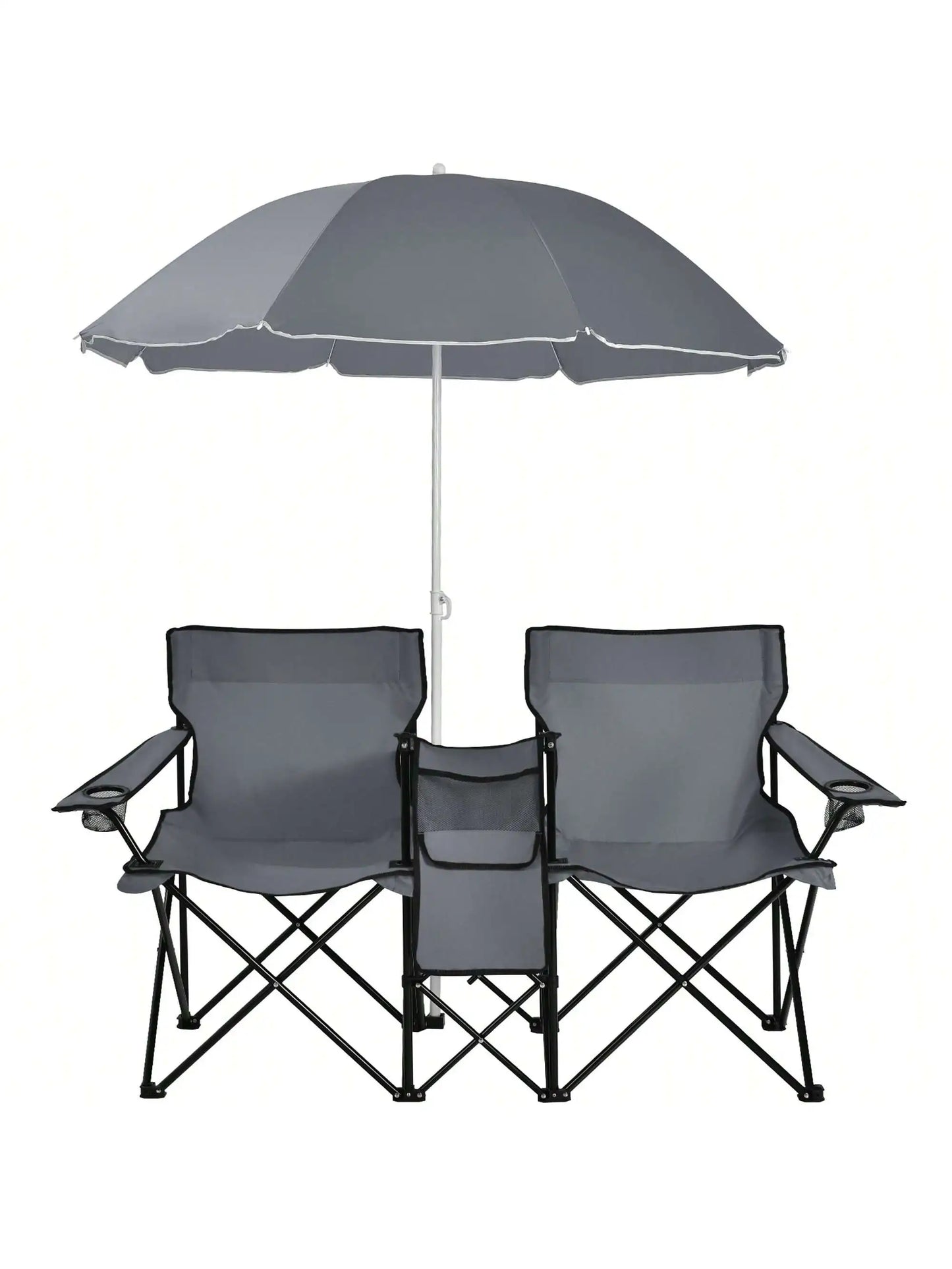 Folding Picnic Double Chair W/Umbrella Table Cooler Beach Camping Turquoise\Black\Red\Gray