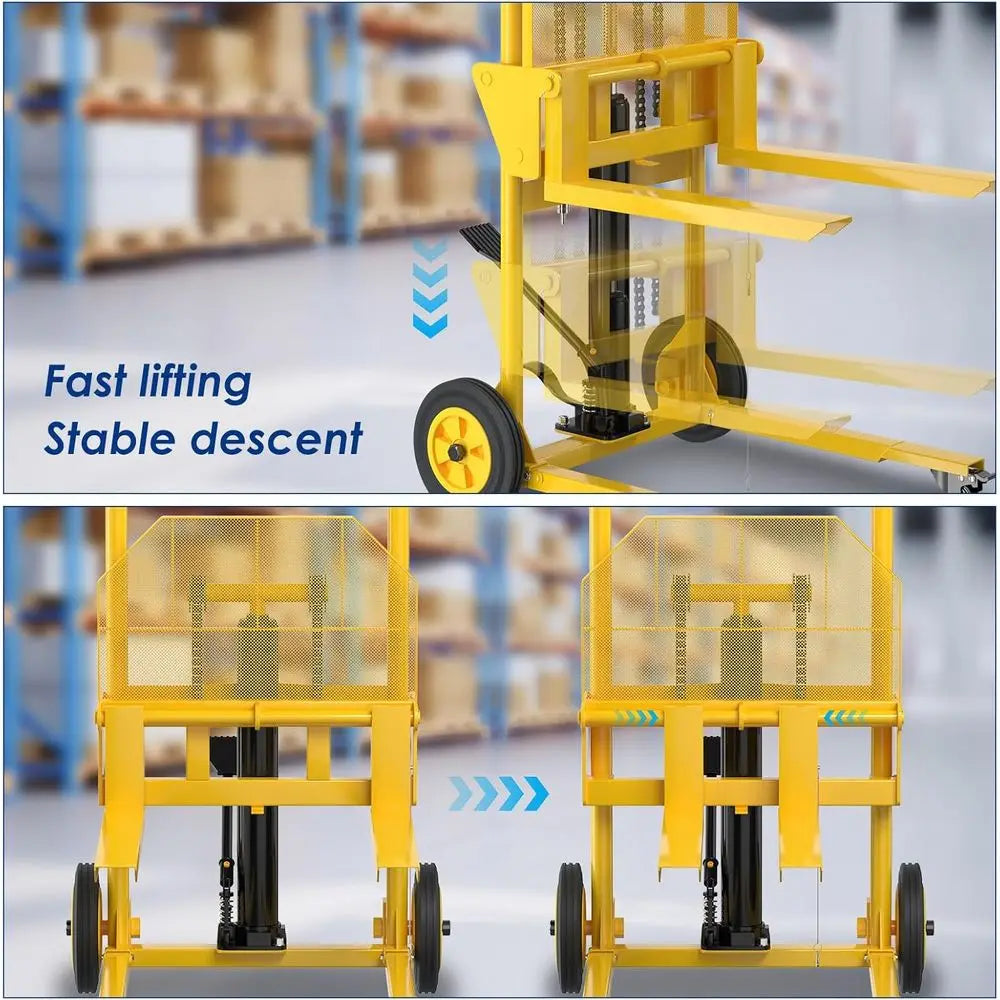 Hydraulic Material Lit,550lbs Lit Dolly,Upgraded Pallet Lit,37.4” Max Lit with ront Unil Wheels and 9" Polyurethane Wheels, 18.5