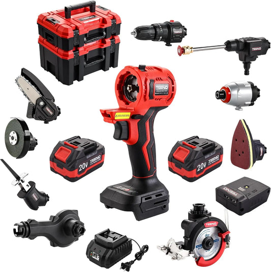 Cordless Brushless Power Tool Combo Kit With Nine Attachments
