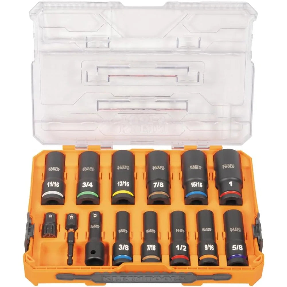 65111IMPCT KNECT Deep-Well Impact Socket Set, 1/2-Inch Drive, SAE, Color Coded, MODbox Case, Impact
