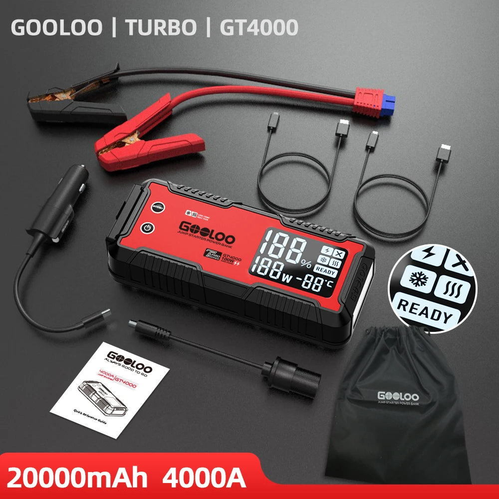 GOOLOO 4000A Jump Starter 12V Car Battery Booster 24000mAh PD100W