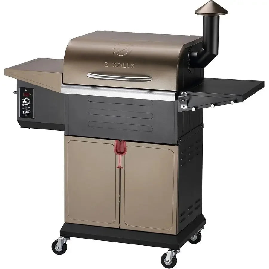 Wood Pellet Grill Smoker with PID Controller, 8in1 Master Sear BBQ Grill, Auto Temperature Control, Huge Storage Cabinet Side S