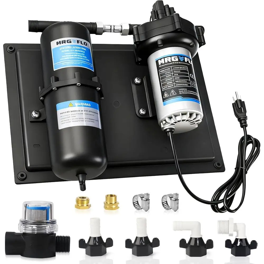 RV Water Pump 110V AC 7GPM 70PSI with 1L 125PSI Pre-Pressurized Accumulator Tank, Ultra-Quiet Water Pressure System for Homes, R