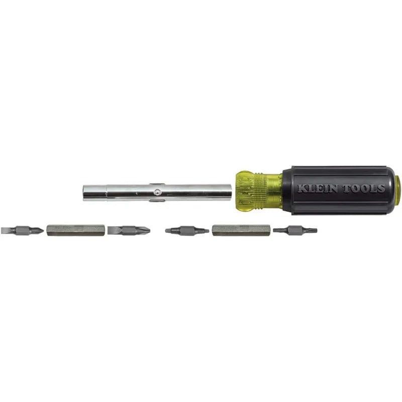 11 - in - 1 Screwdriver & Nut Driver Set: 8 Bits (Phillips/Slotted/Torx/Square) + 3 Nut Sizes, Cushion Grip Handle