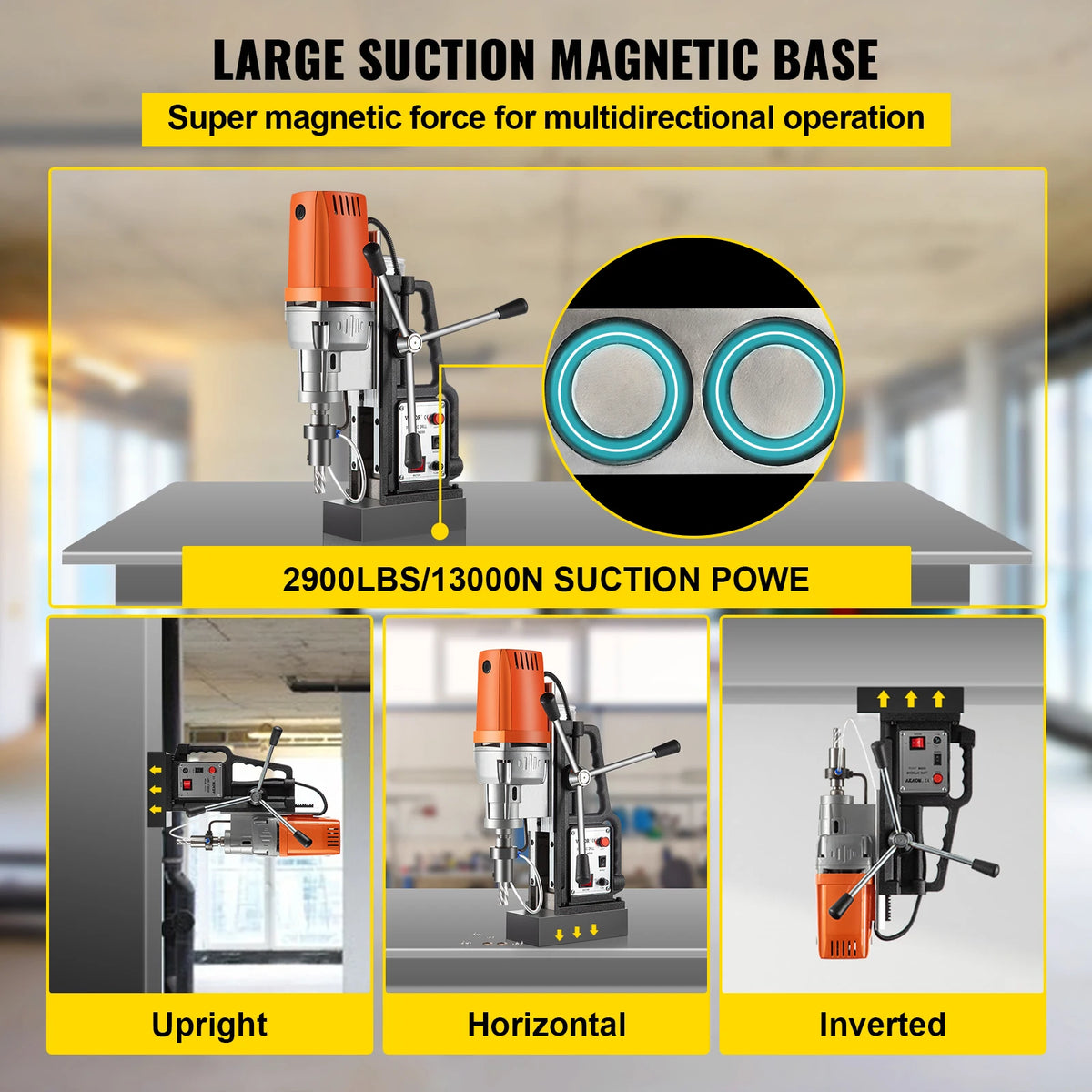 SucceBuy Industrial Magnetic Drill Press Kit With HSS Cutters