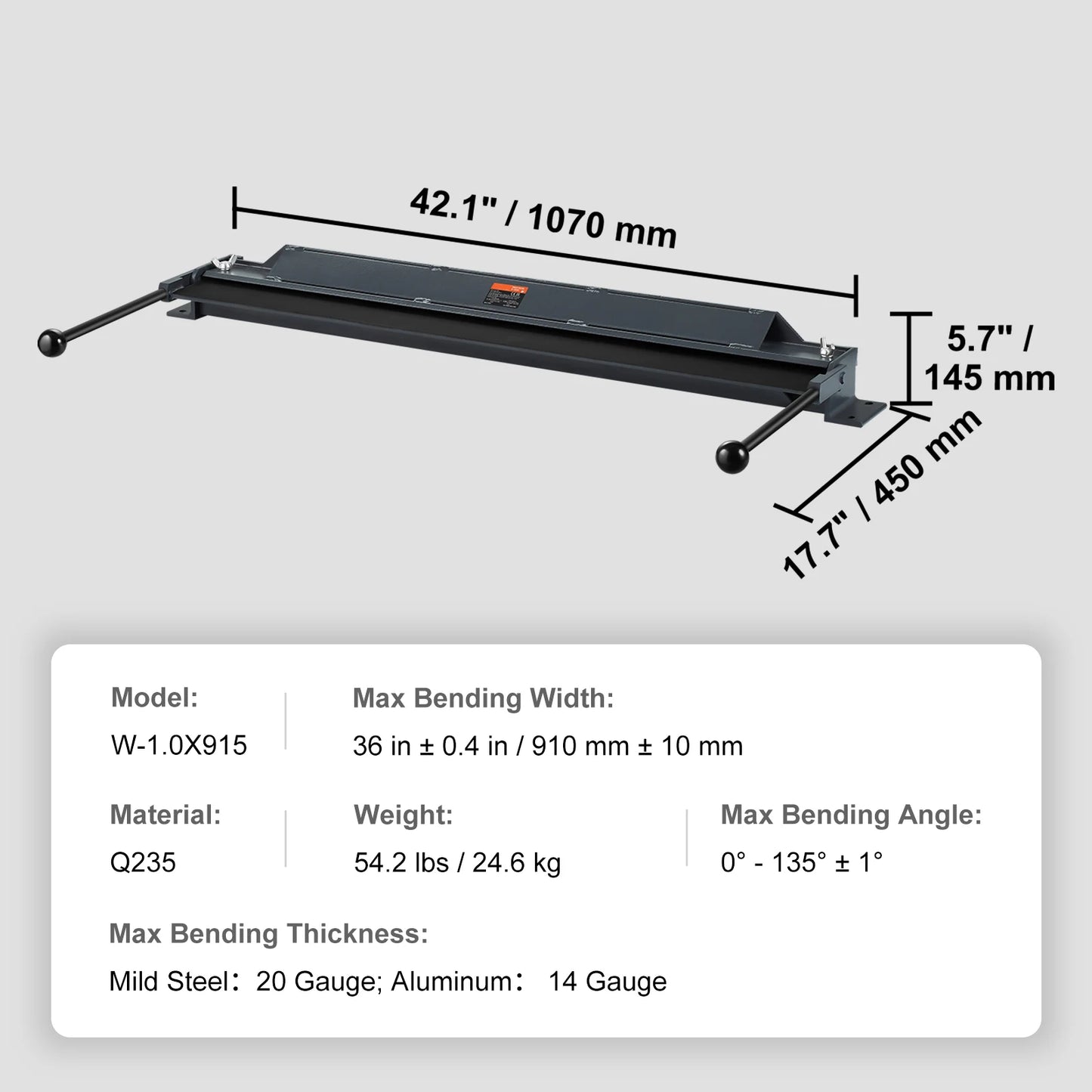 SucceBuy Box and Pan Brake 24Inch/36Inch/ 48Inch 0-130 Degrees Sheet Metal Bending Brake Portable Metal Bender for Metal Bending