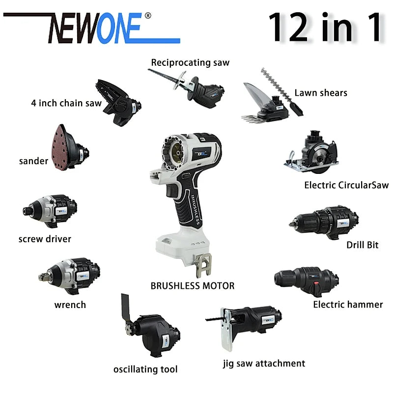 18V Brushless  2/5/10/12-in-1 Multi tool Chainsaw Drill reciprocating/circular saw oscillating tool combo