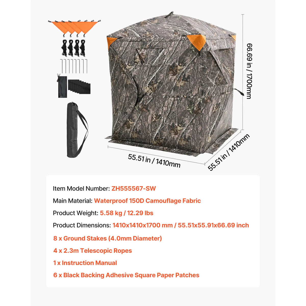 Portable See Through Hunting Blind With Multi Angle Viewing