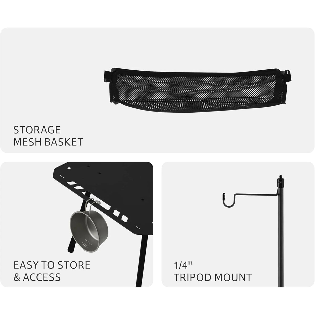 Naturehike H02 Adjustable Folding Camping Table With Storage