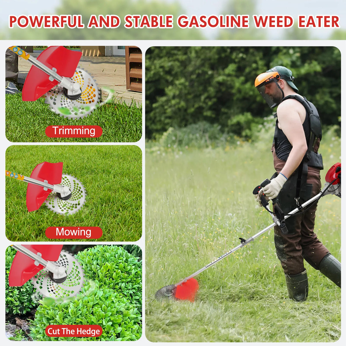 Multifunction Gas Powered Brush Cutter With Four Trimmer Heads