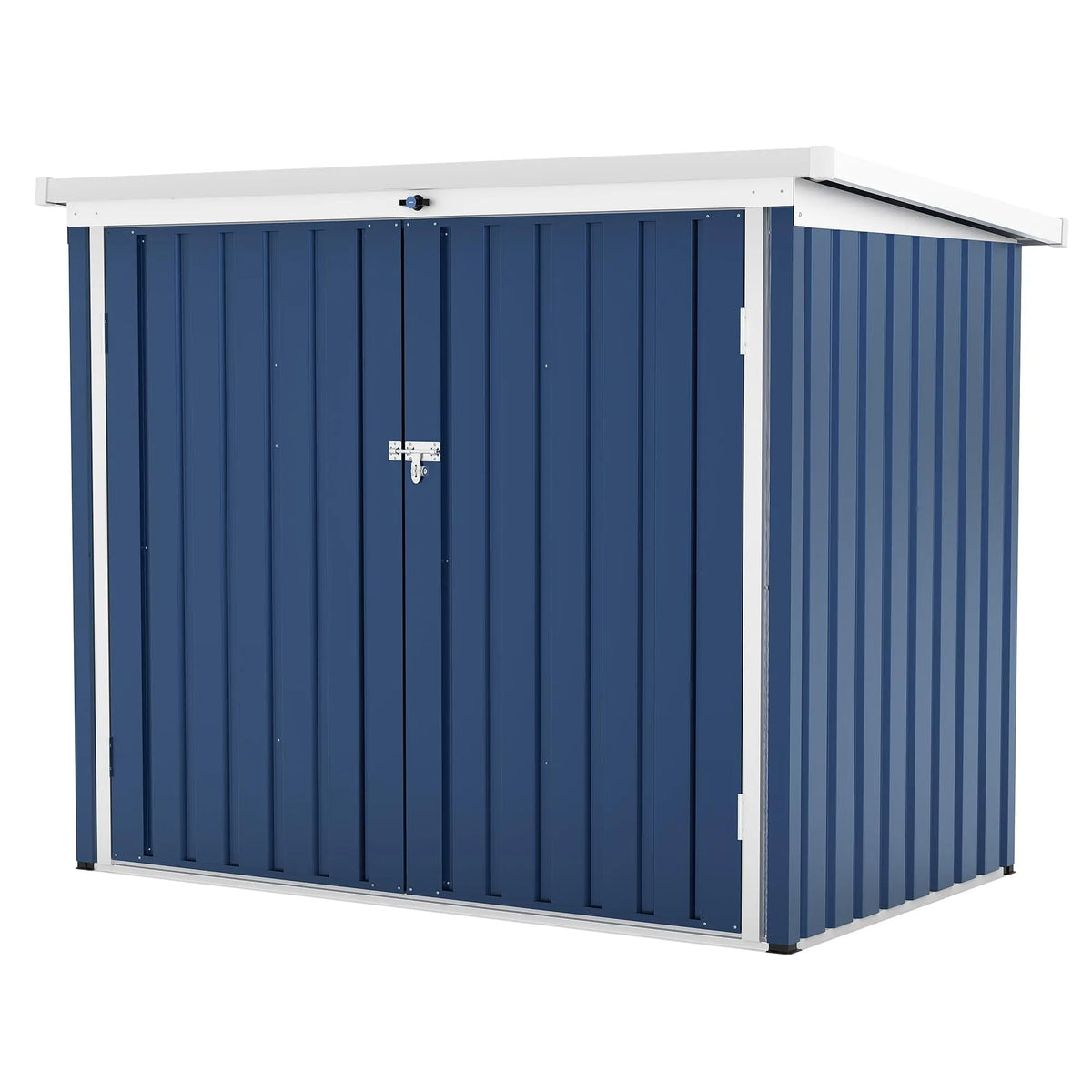 5.8 x 3.3 FT Outdoor Trash Storage Shed, 80 Cu Ft Galvanized Steel Garden Tool Cabinet With Sloped Roof, Latch & Gas Struts
