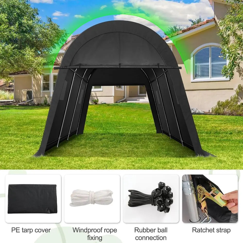 10x15 Carport Heavy Duty Portable Garage Tent with Double Zippered Roll-up Do& Vents, Large Space Car Port Car Garage Waterproo