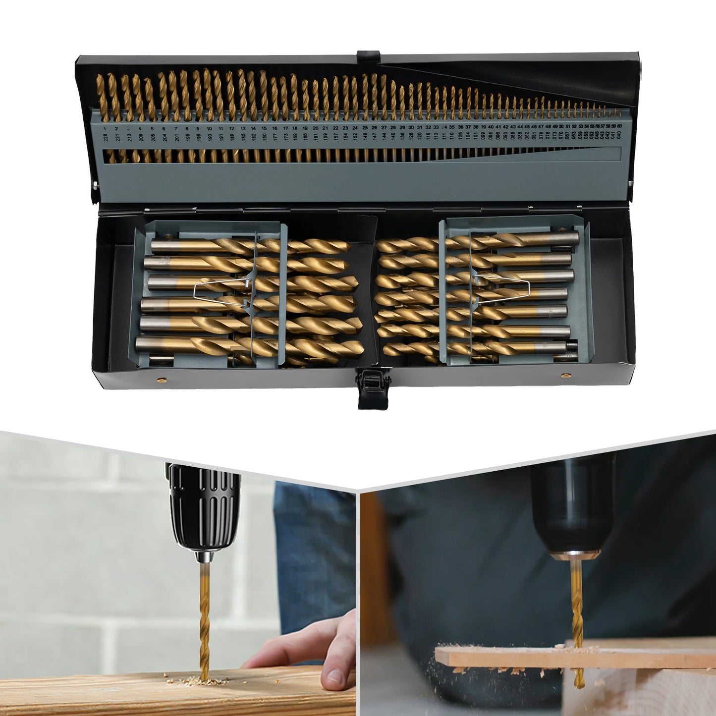 115 PCS Cobalt Drill Bits Set, M35 HSS Twist Drill Bits, 5% Cobalt Alloy Steel, for Hard Materials