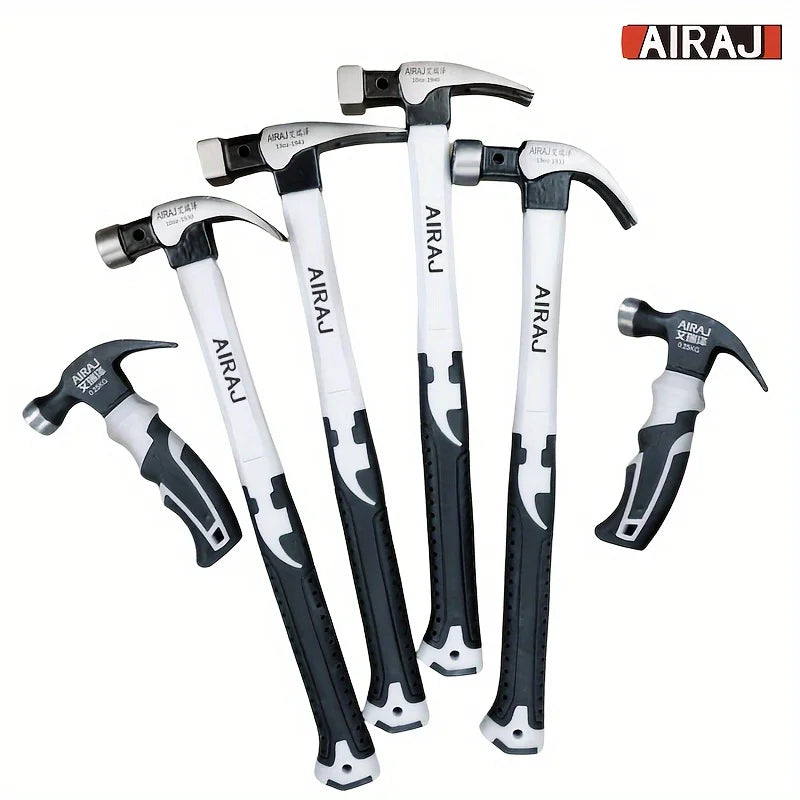 AIRAJ 6-piece set of high-carbon steel claw hammers - Durable, with non-slip handles, suitable for both industrial and household use. Available in short or long handles.