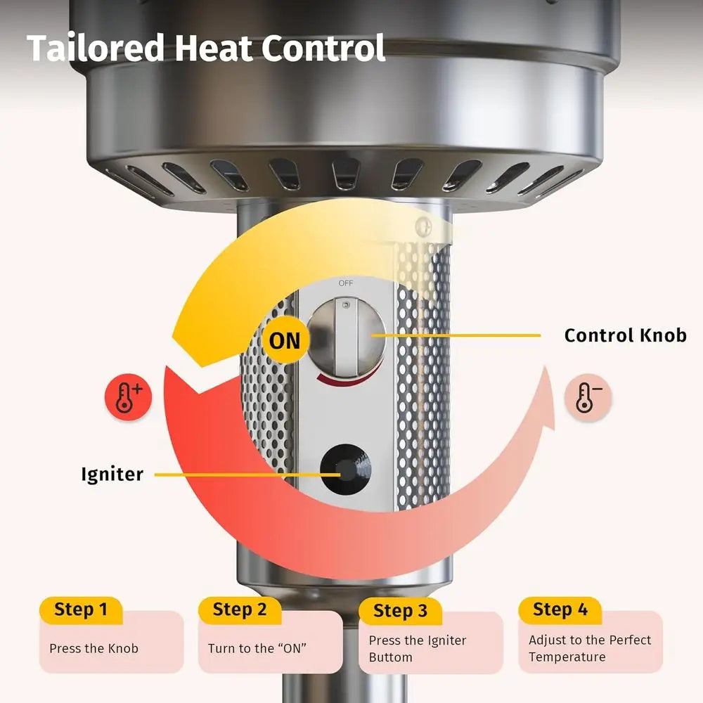 55,000 BTU Propane Patio Heater, Round Table & Stainless Steel Burner, Portable Outdoor Heater for Large Spaces, Bronze