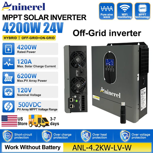 Aninerel Hybrid Off Grid Pure Sine Wave Solar Inverter