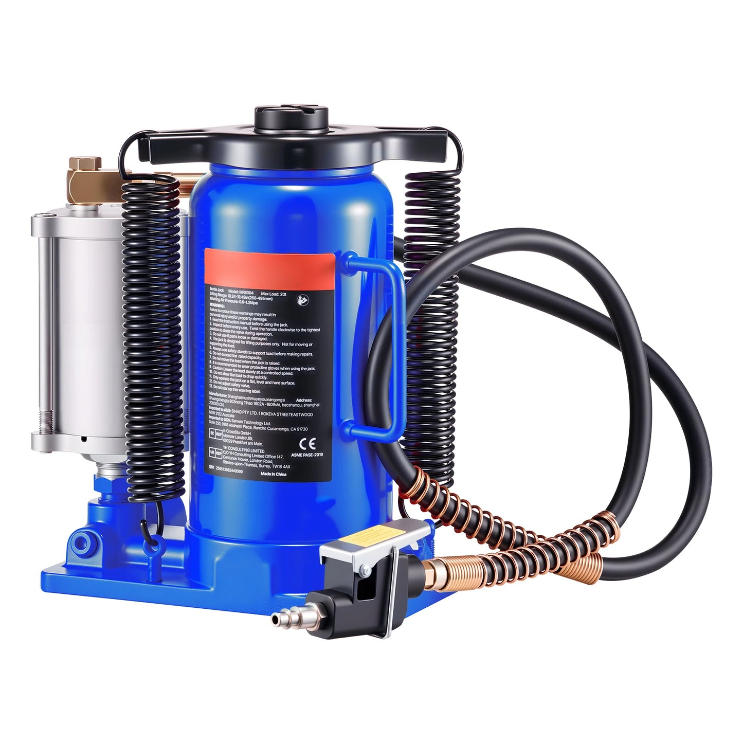 SucceBuy Air Hydraulic Bottle Jack 20 Ton 10.2-19.5 Inch Lifting Range Pneumatic/Manual Heavy Duty Welded with Pump for Car Blue