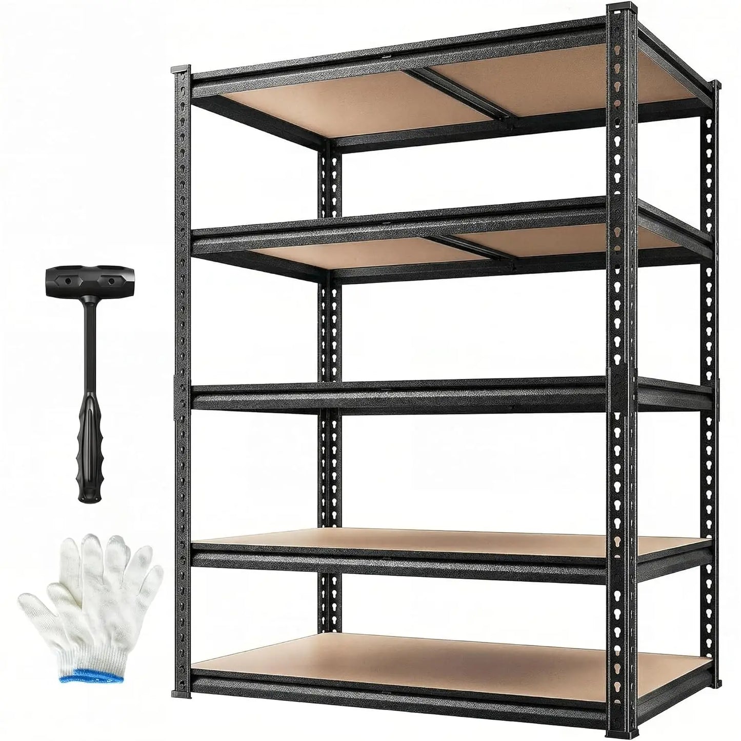 2400LBS Storage Shelves 5 Tier Garage Shelving Heavy Duty, Adjustable Metal Shelving Unit, Garage Shelves for, Customized