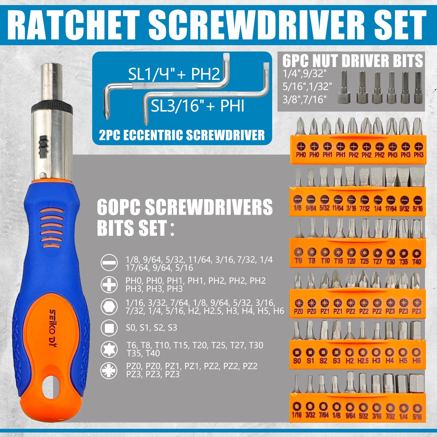 Professional 118 Piece Screwdriver Kit Magnetic Bits Hex Nut Drivers with Holder for Tech Repair Tools