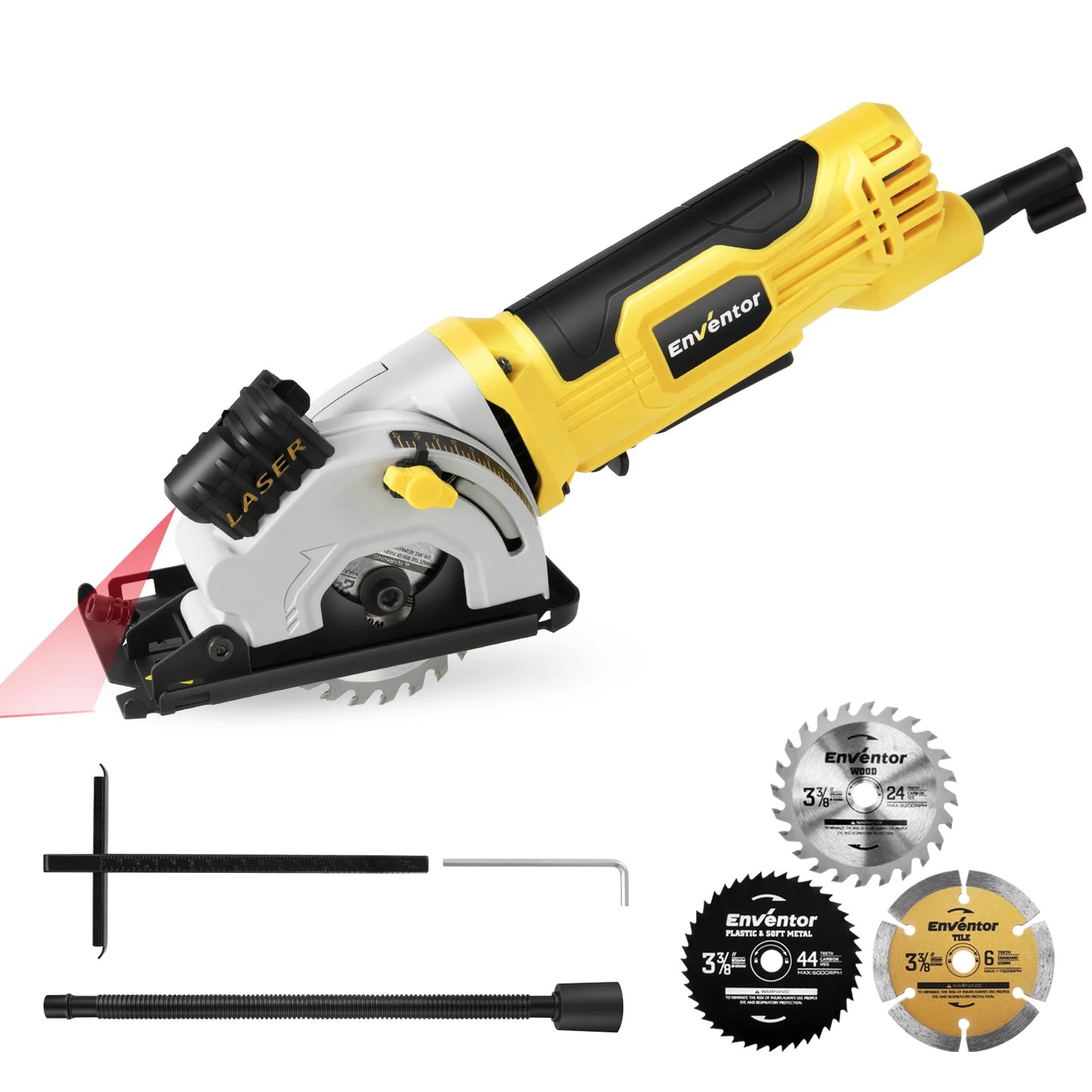 Enventor Mini Circular Saw 580W Motor Electric Circular Saw With 3 Saw Blades 4000RPM Cutting Depth 27mm for Wood Cutting